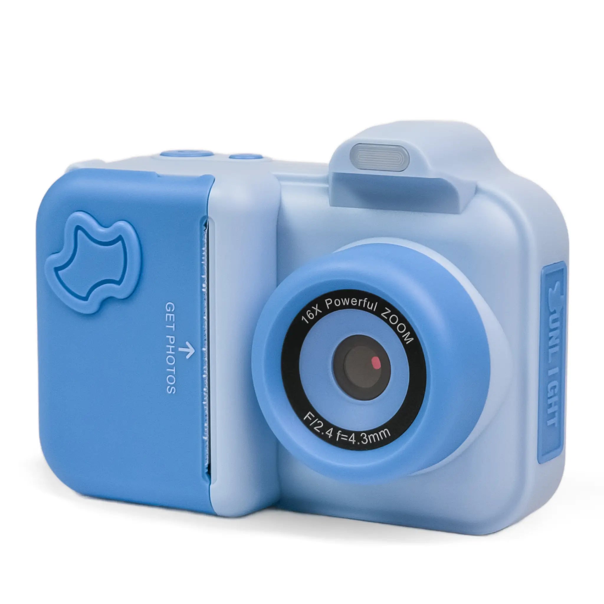Blue Instant Print Kids Camera Max with dual lenses and 1080P resolution